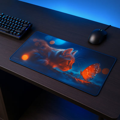 Picture of Gamezelle Curious Cat stor (förlängd) gamingmusmatta (800x300 mm)