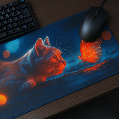 Picture of Gamezelle Curious Cat stor (förlängd) gamingmusmatta (800x300 mm)