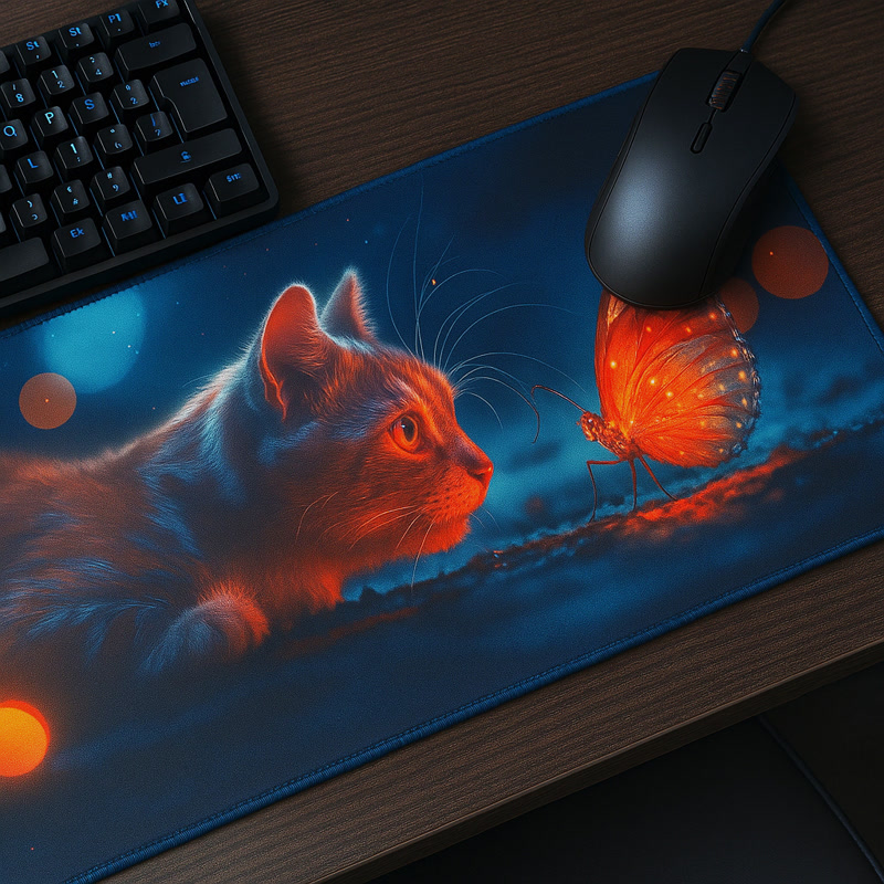 Image of Gamezelle Curious Cat stor (förlängd) gamingmusmatta (800x300 mm)